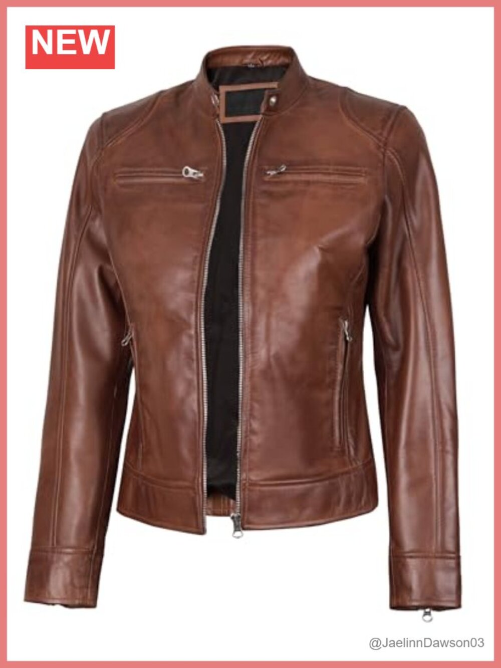 Lambskin Leather Jacket Cafe Racer Quilted Zip Cuff Women